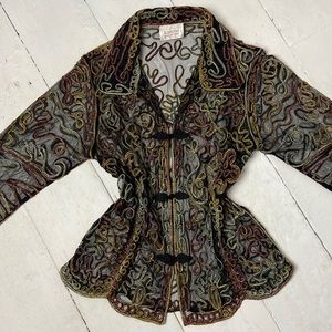 80s sheer patterned blouse